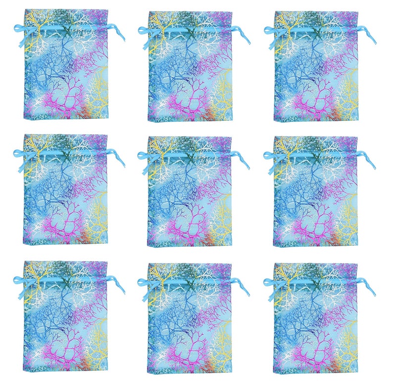 Stratalife Organza Bags 4x6 Small Drawstring Jewelry Pouches Party Favor Goodie Bags for Wedding Present Candy 50PCS (Blue Coralline) - Image 4